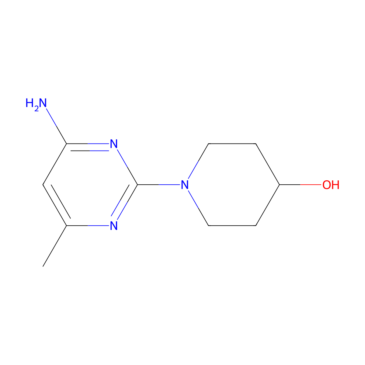 1-(4-Amino-6-methylpyrimidin-2-yl)piperidin-4-ol molecular structure, CAS 1333960-60-3