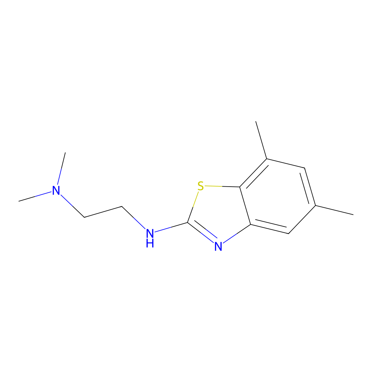 N'-(5,7-dimethyl-1,3-benzothiazol-2-yl)-N,N-dimethylethane-1,2-diamine molecular structure, CAS 1333960-63-6
