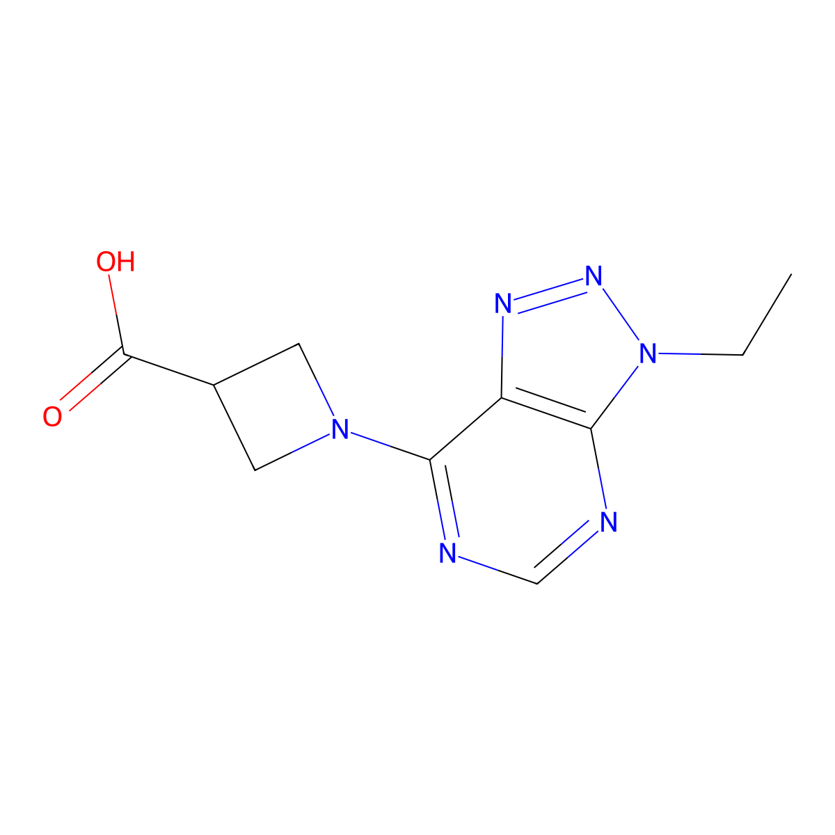 1-(3-ethyl-3H-[1,2,3]triazolo[4,5-d]pyrimidin-7-yl)azetidine-3-carboxylic acid molecular structure, CAS 1333960-82-9