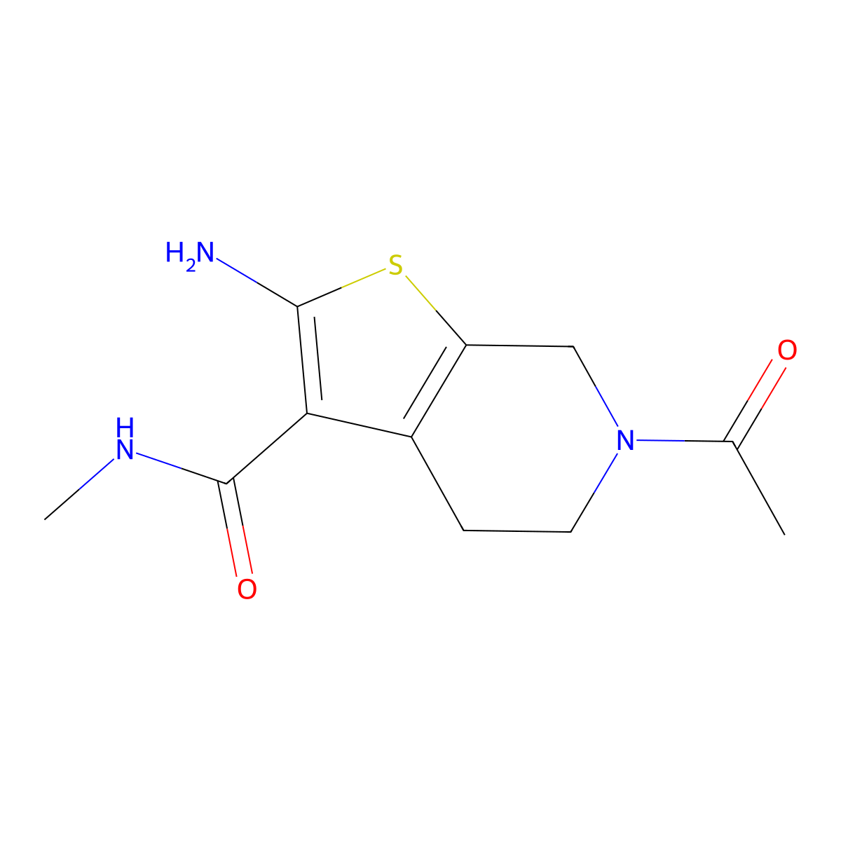 6-acetyl-2-amino-N-methyl-4,5,6,7-tetrahydrothieno[2,3-c]pyridine-3-carboxamide molecular structure, CAS 1333960-87-4