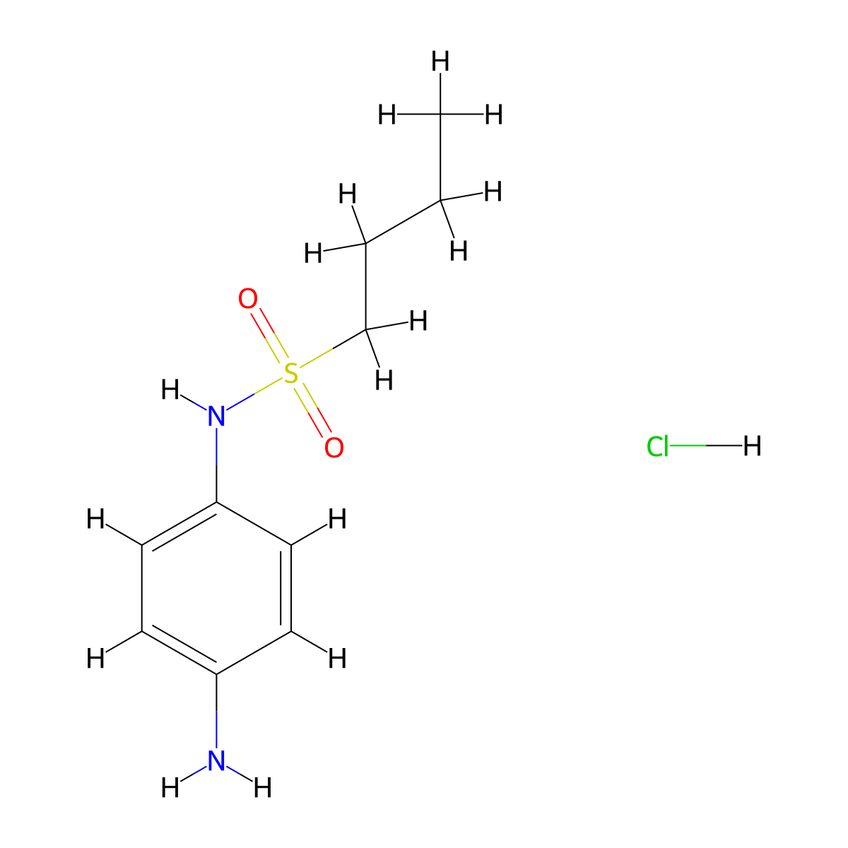 N-(4-aminophenyl)butane-1-sulfonamide hydrochloride molecular structure, CAS 1333993-35-3