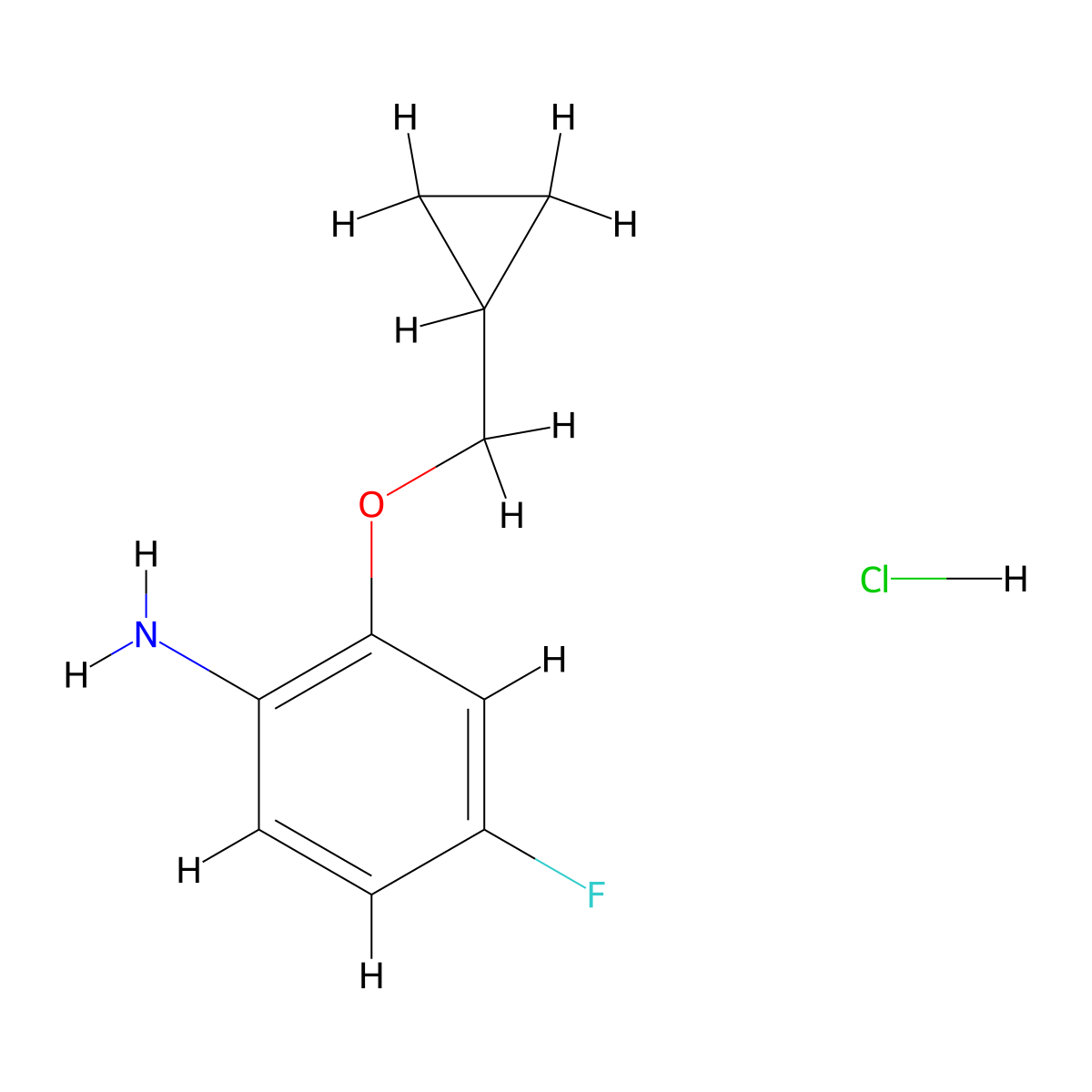 2-(Cyclopropylmethoxy)-4-fluoroaniline hydrochloride molecular structure, CAS 1333994-64-1