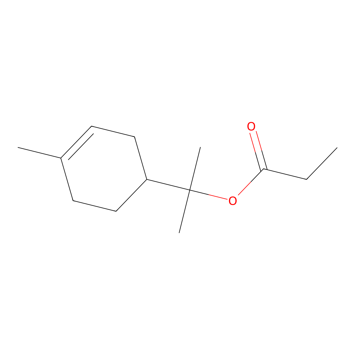 Terpinyl propionate molecular structure, CAS 1334-92-5