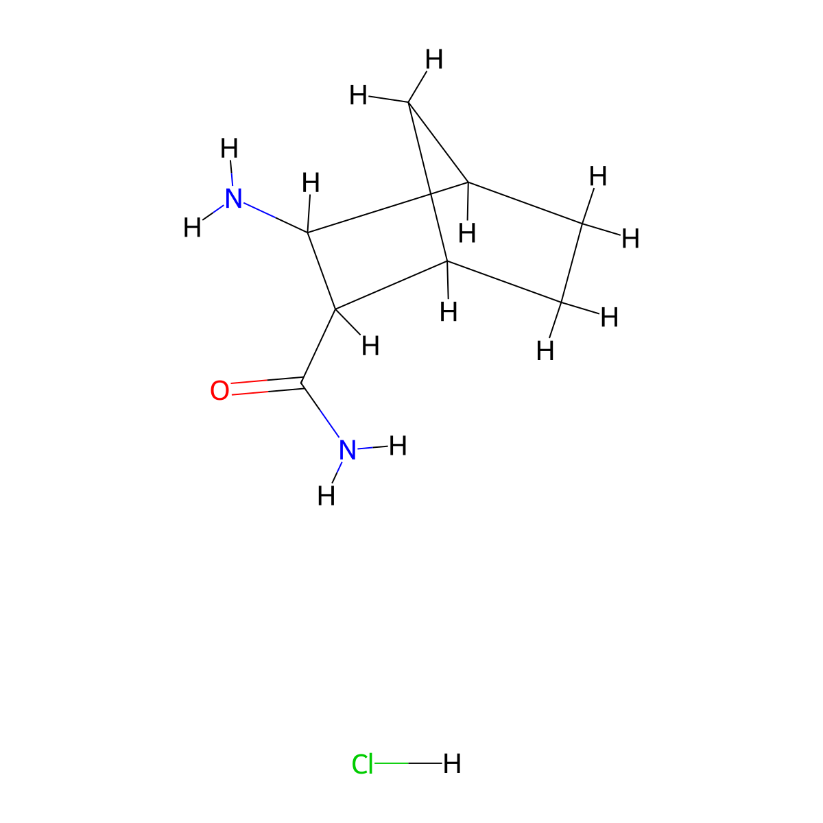 3-Aminobicyclo[2.2.1]heptane-2-carboxamide hydrochloride molecular structure, CAS 1334003-85-8