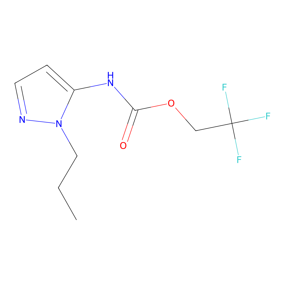 2,2,2-trifluoroethyl N-(2-propyl-2,3-dihydro-1H-pyrazol-3-ylidene)carbamate molecular structure, CAS 1334025-02-3