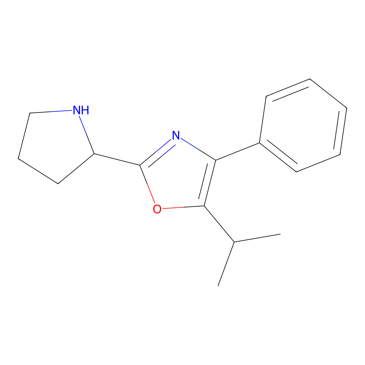 4-Phenyl-5-(propan-2-yl)-2-(pyrrolidin-2-yl)-1,3-oxazole molecular structure, CAS 1334102-55-4