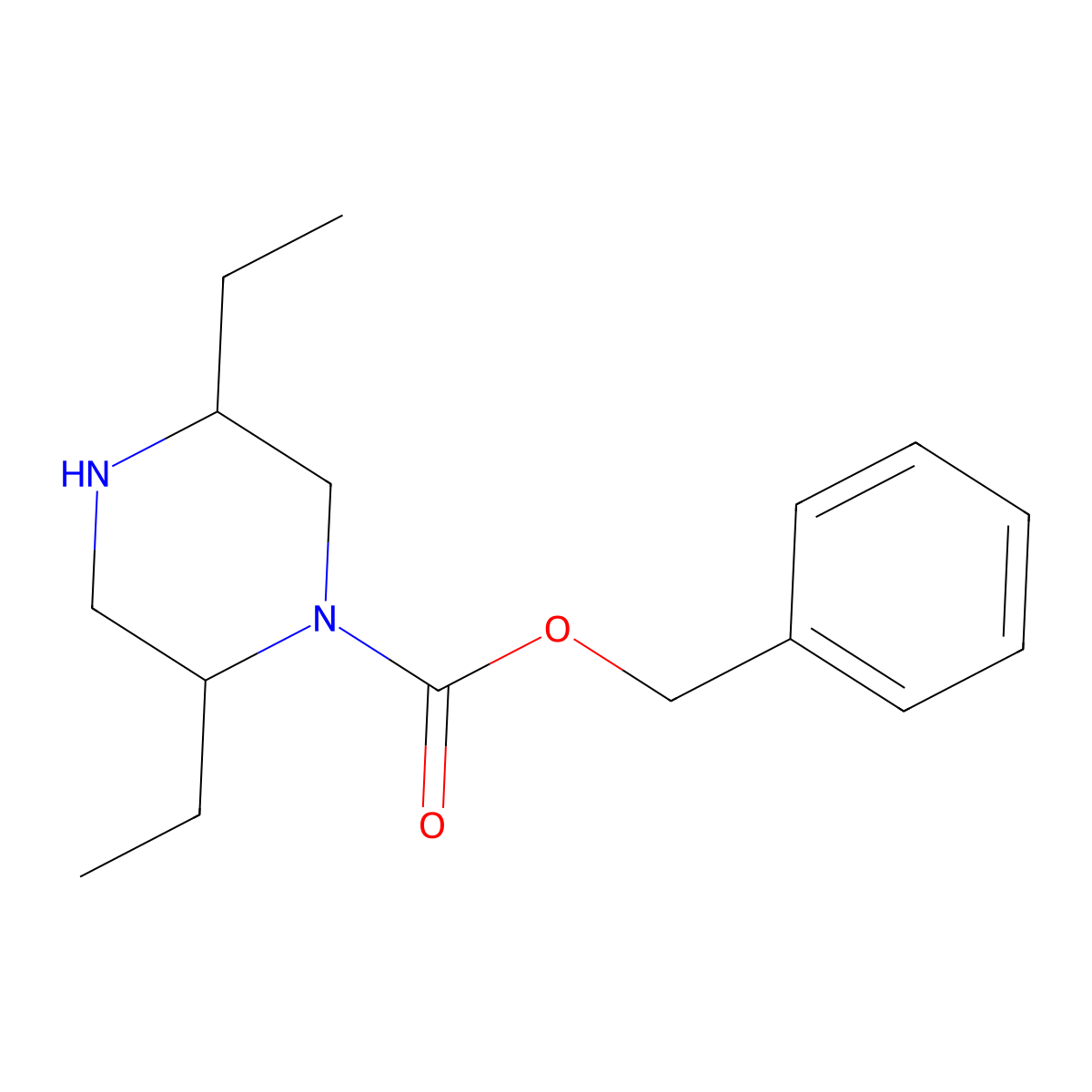 Benzyl 2,5-diethylpiperazine-1-carboxylate molecular structure, CAS 1334102-57-6