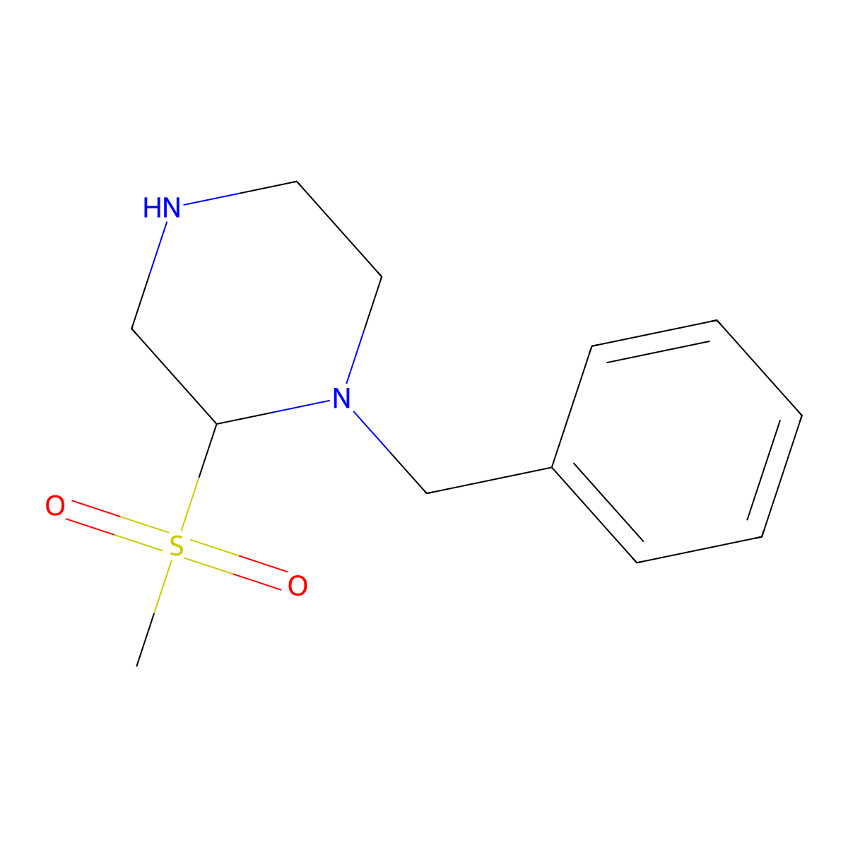 1-Benzyl-2-methanesulfonylpiperazine molecular structure, CAS 1334102-83-8