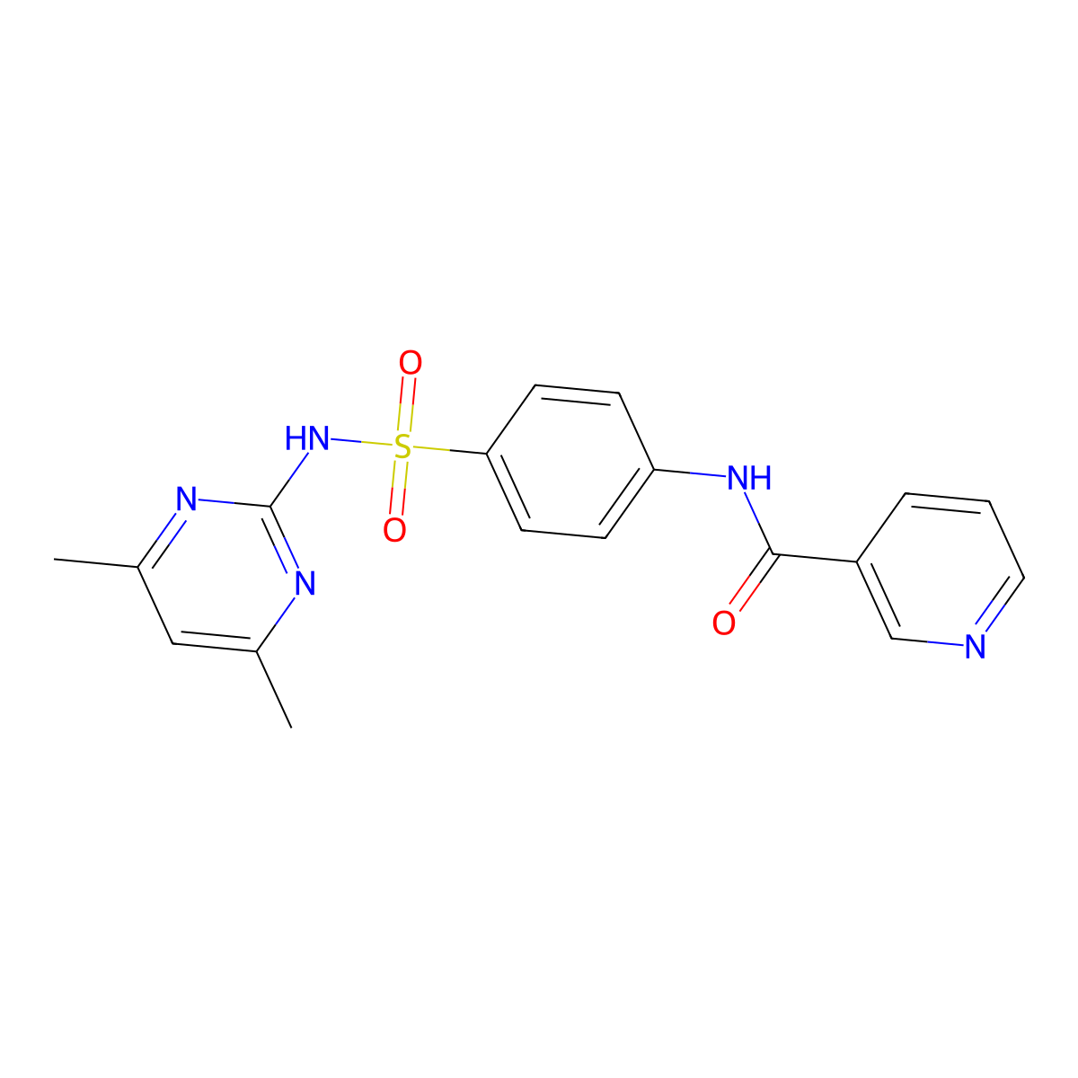 N-[4-[(4,6-dimethylpyrimidin-2-yl)sulfamoyl]phenyl]pyridine-3-carboxamide molecular structure, CAS 133411-83-3