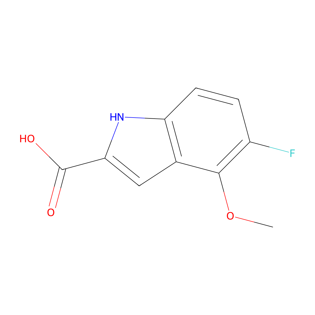 5-fluoro-4-methoxy-1H-indole-2-carboxylic acid molecular structure, CAS 1334123-76-0