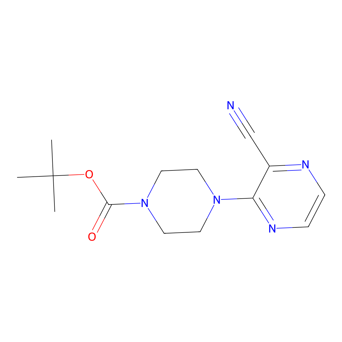 Tert-butyl 4-(3-cyanopyrazin-2-yl)piperazine-1-carboxylate molecular structure, CAS 1334137-18-6