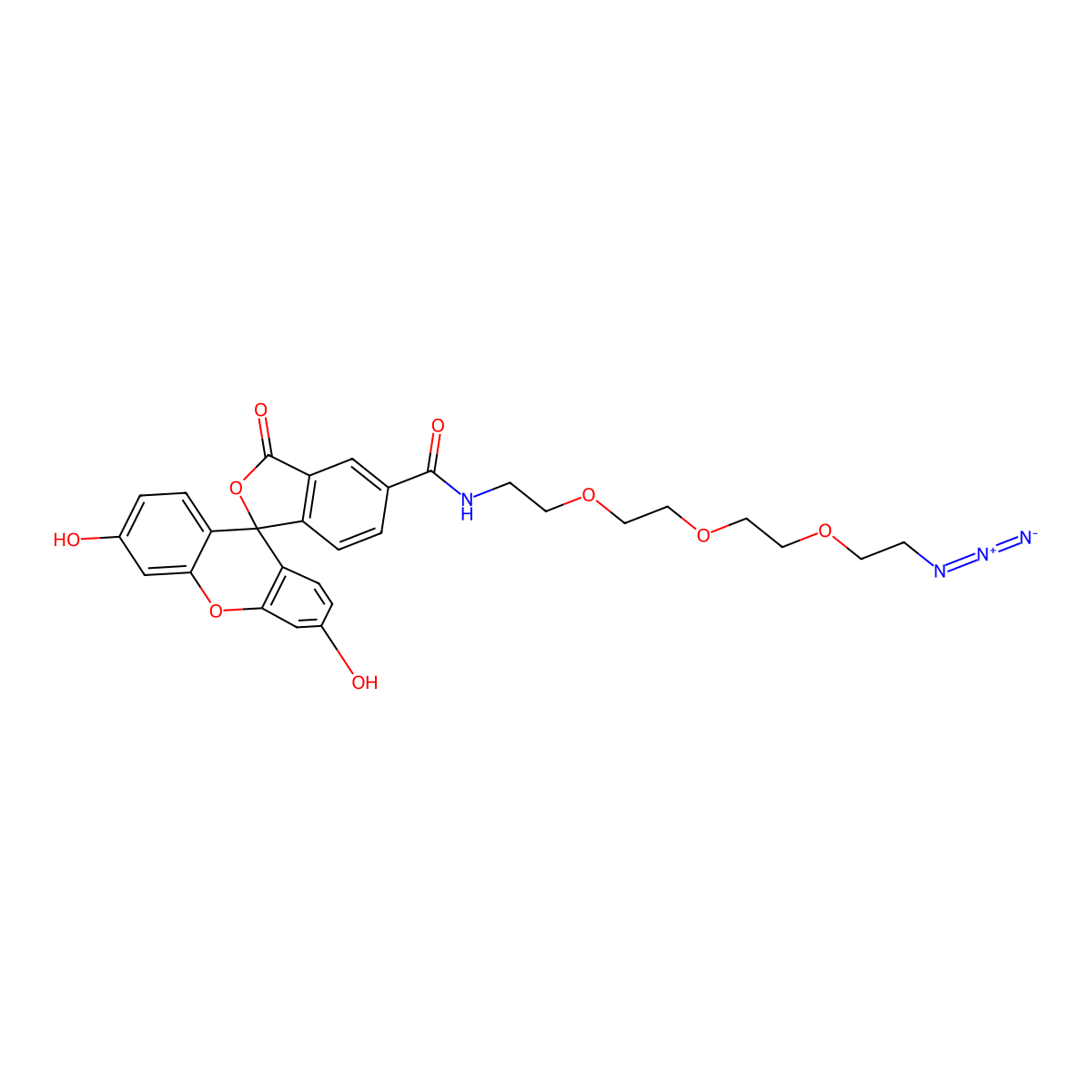 Fluorescein-5-amide-PEG3-Azide molecular structure, CAS 1334143-07-5