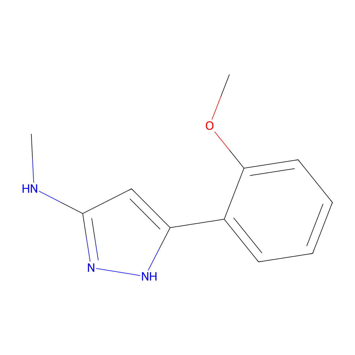 5-(2-methoxyphenyl)-N-methyl-1H-pyrazol-3-amine molecular structure, CAS 1334145-91-3