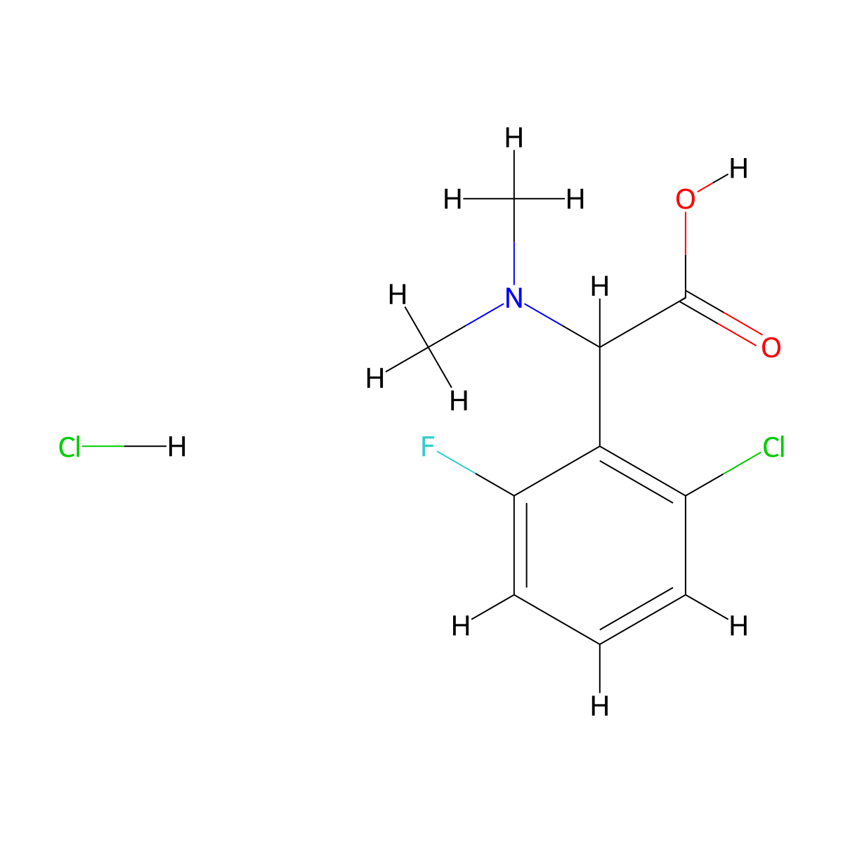 2-(2-Chloro-6-fluorophenyl)-2-(dimethylamino)acetic acid hydrochloride molecular structure, CAS 1334145-93-5