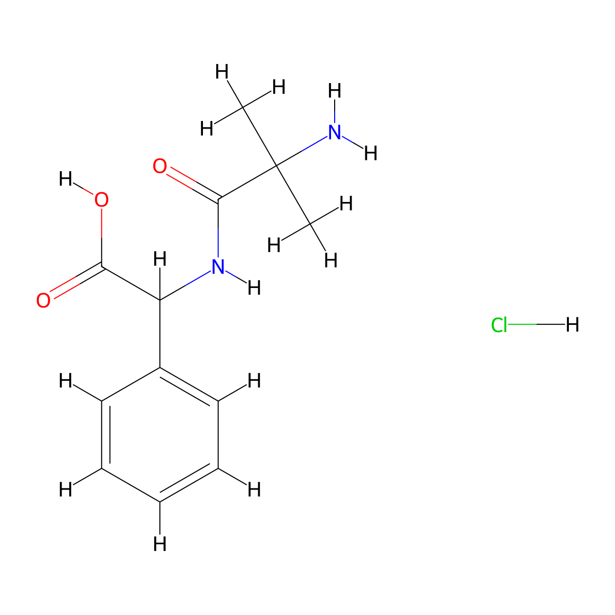 2-(2-Amino-2-methylpropanamido)-2-phenylacetic acid hydrochloride molecular structure, CAS 1334145-95-7