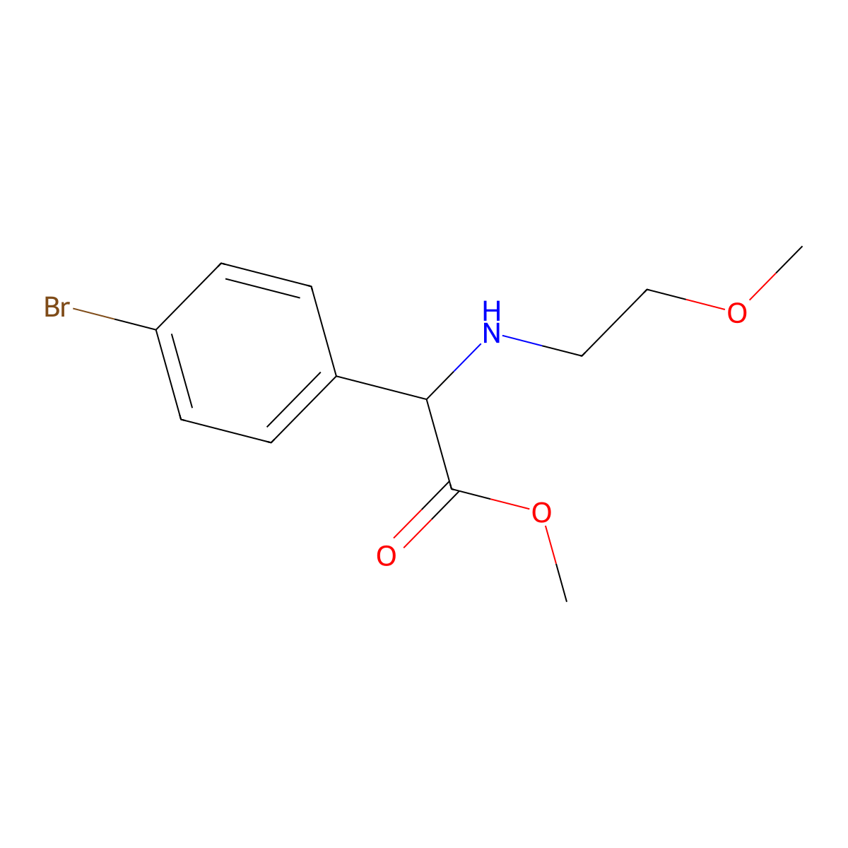 Methyl 2-(4-bromophenyl)-2-[(2-methoxyethyl)amino]acetate molecular structure, CAS 1334145-98-0
