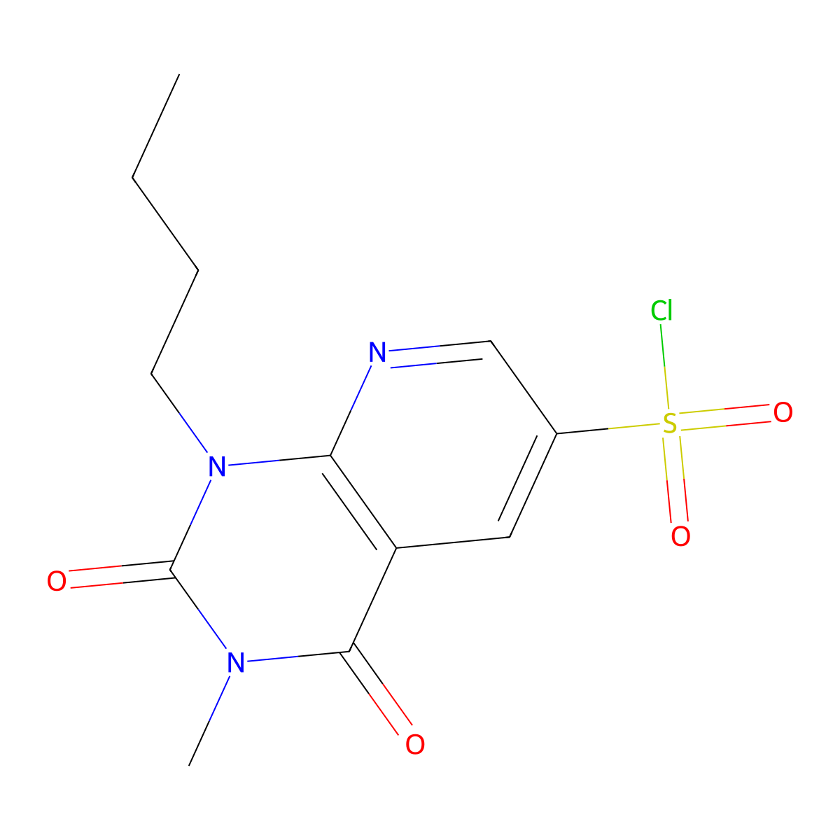 1-Butyl-3-methyl-2,4-dioxo-1,2,3,4-tetrahydropyrido[2,3-d]pyrimidine-6-sulfonyl chloride molecular structure, CAS 1334145-99-1