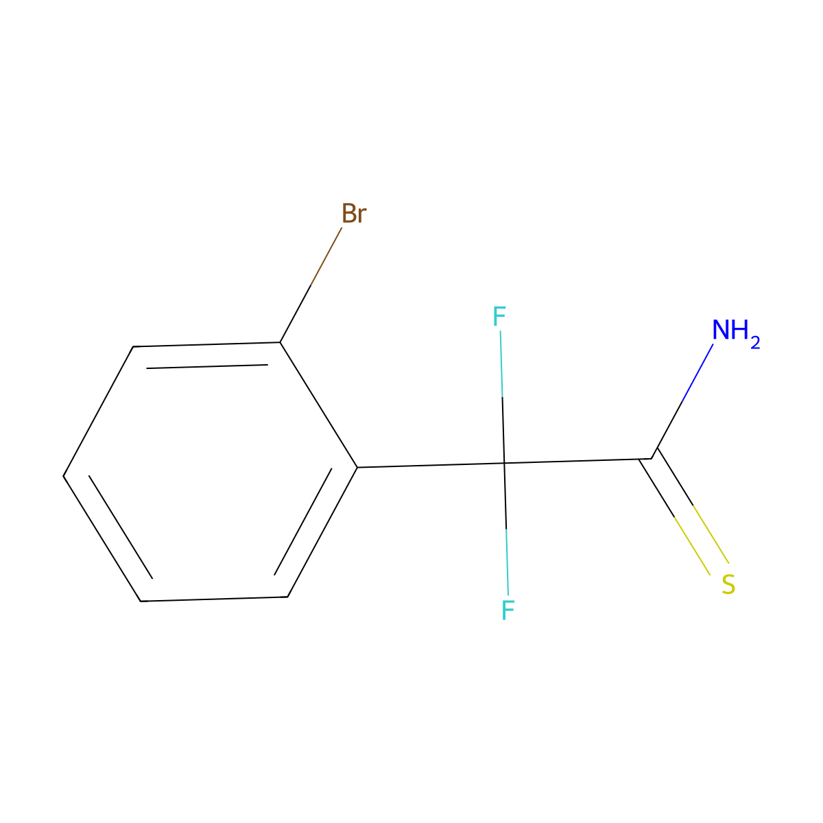 2-(2-Bromophenyl)-2,2-difluoroethanethioamide molecular structure, CAS 1334146-02-9