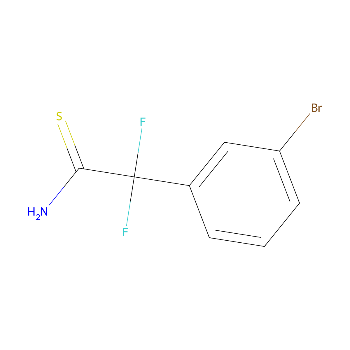 2-(3-Bromophenyl)-2,2-difluoroethanethioamide molecular structure, CAS 1334146-04-1