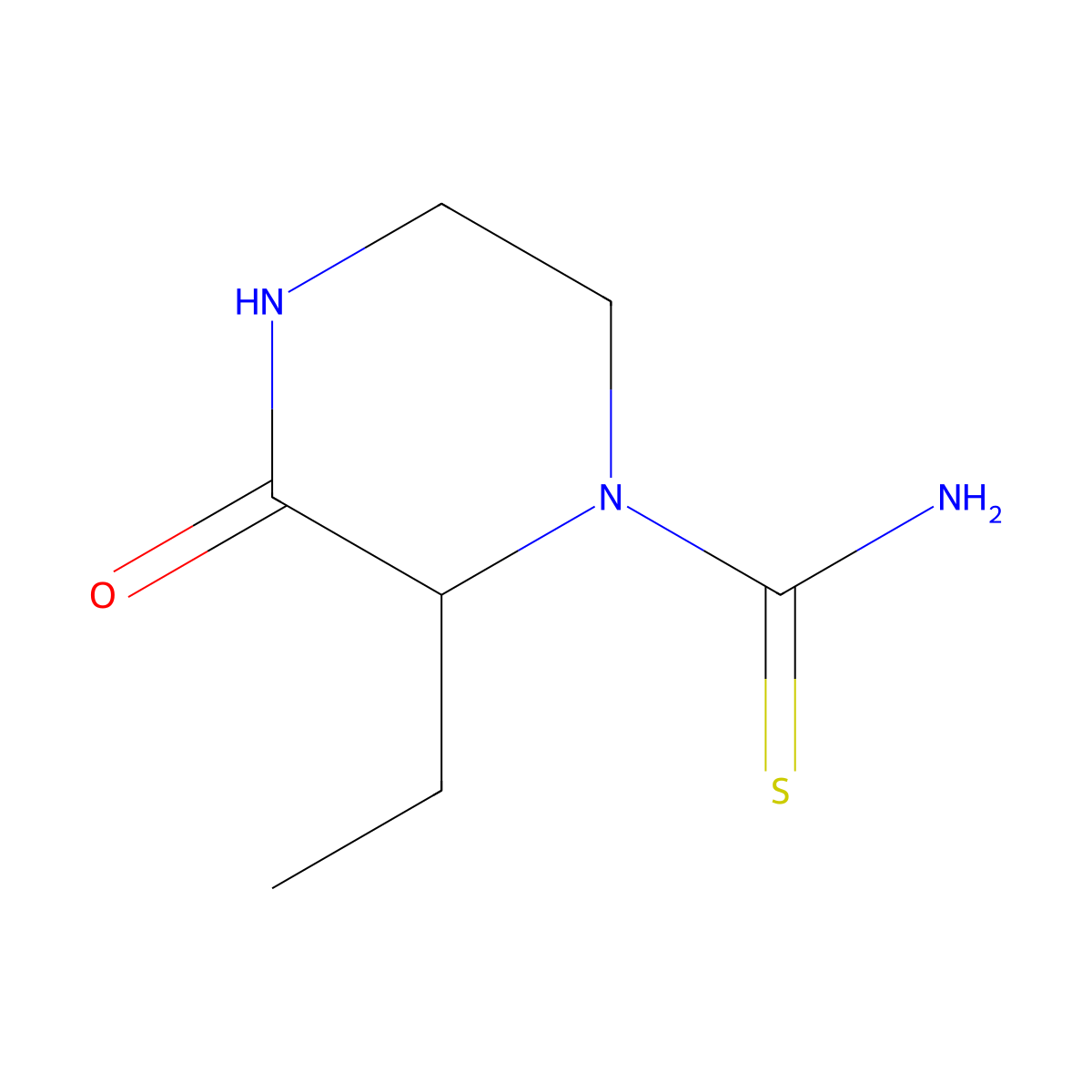 2-Ethyl-3-oxopiperazine-1-carbothioamide molecular structure, CAS 1334146-05-2