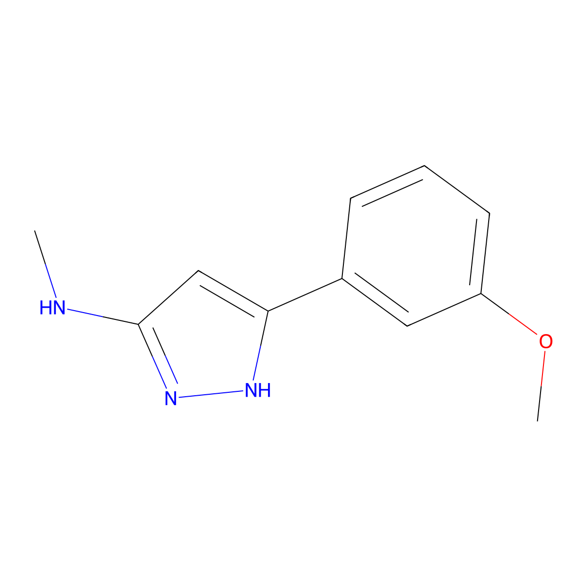 5-(3-methoxyphenyl)-N-methyl-1H-pyrazol-3-amine molecular structure, CAS 1334146-08-5