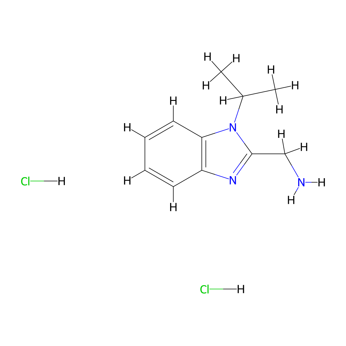 (1-(propan-2-yl)-1H-1,3-benzodiazol-2-yl)methanamine dihydrochloride molecular structure, CAS 1334146-16-5