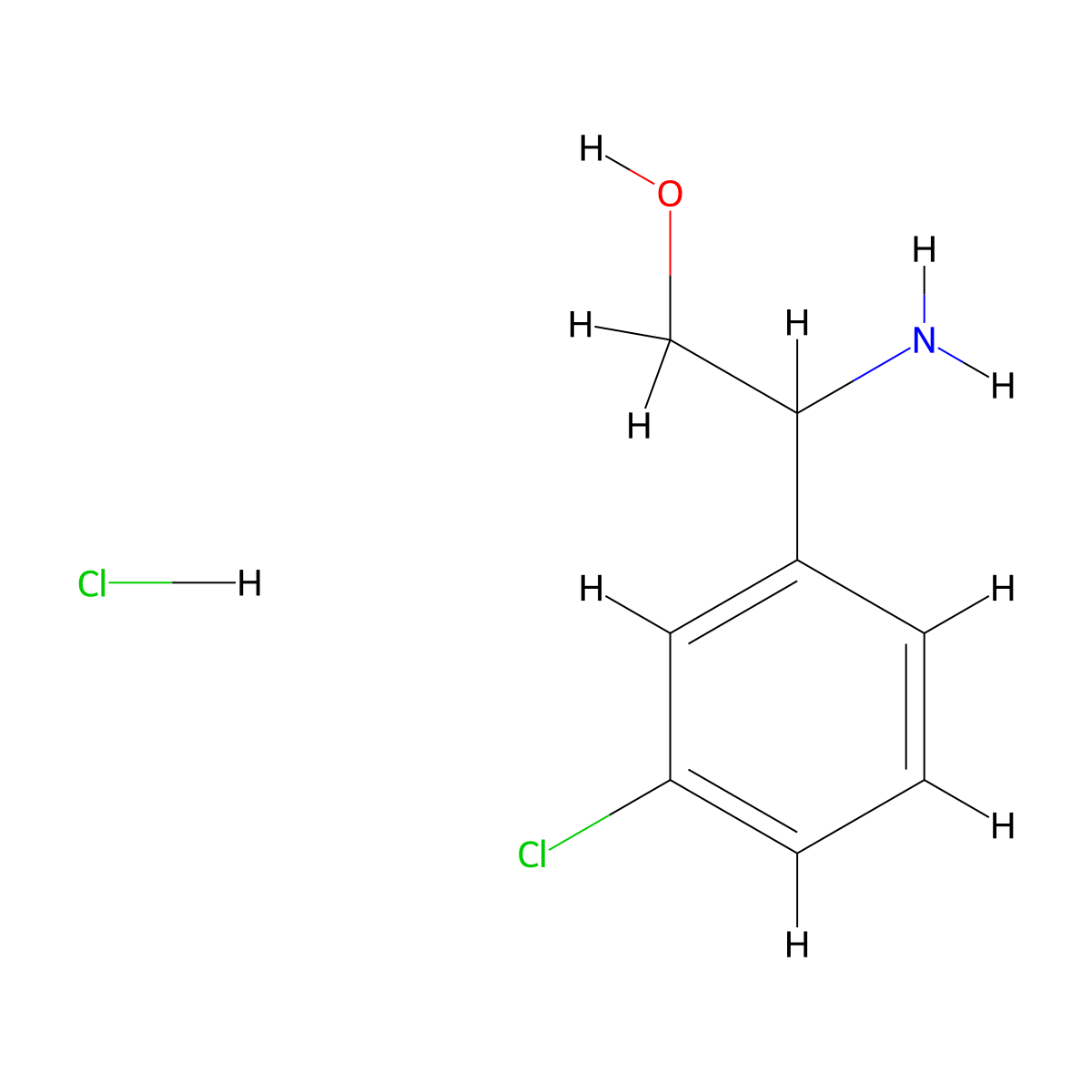 2-Amino-2-(3-chlorophenyl)ethan-1-ol hydrochloride molecular structure, CAS 1334146-19-8