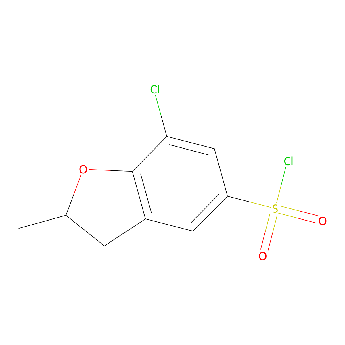 7-Chloro-2-methyl-2,3-dihydro-1-benzofuran-5-sulfonyl chloride molecular structure, CAS 1334146-20-1