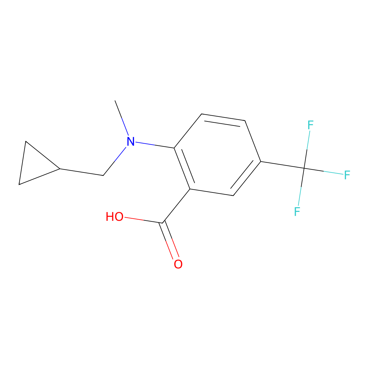2-[(Cyclopropylmethyl)(methyl)amino]-5-(trifluoromethyl)benzoic acid molecular structure, CAS 1334146-24-5