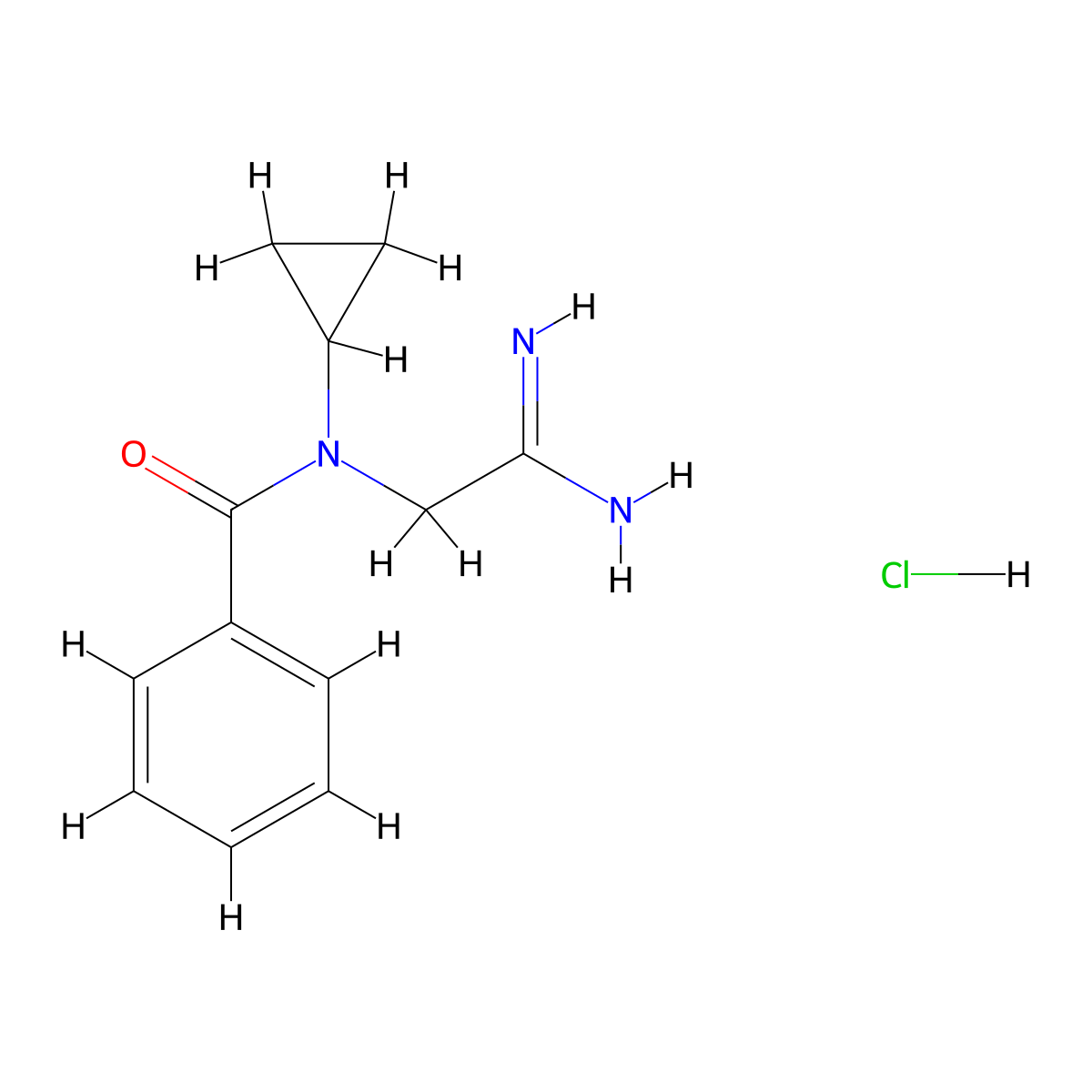 N-(carbamimidoylmethyl)-N-cyclopropylbenzamide hydrochloride molecular structure, CAS 1334146-26-7