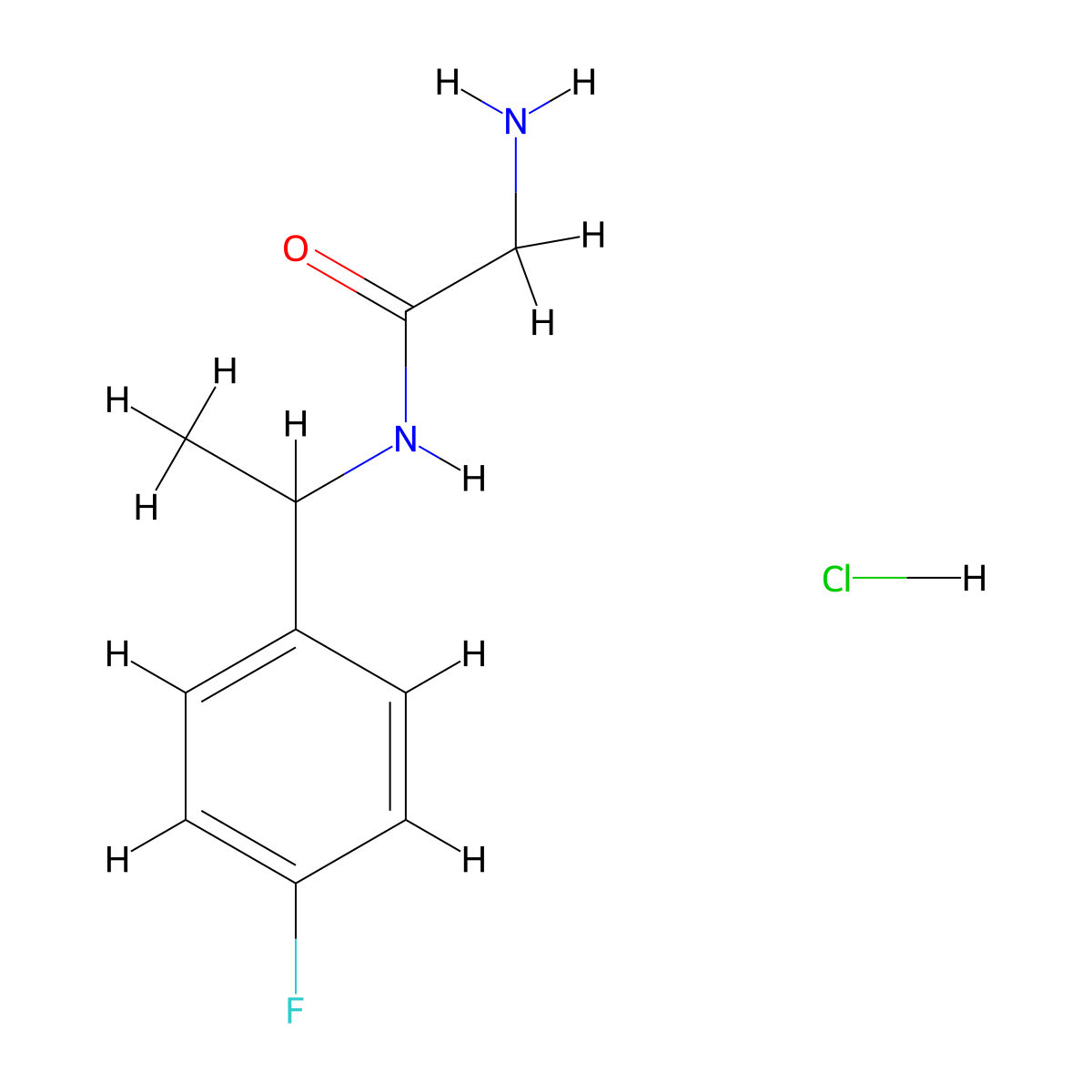 2-amino-N-(1-(4-fluorophenyl)ethyl)acetamide hydrochloride molecular structure, CAS 1334146-50-7