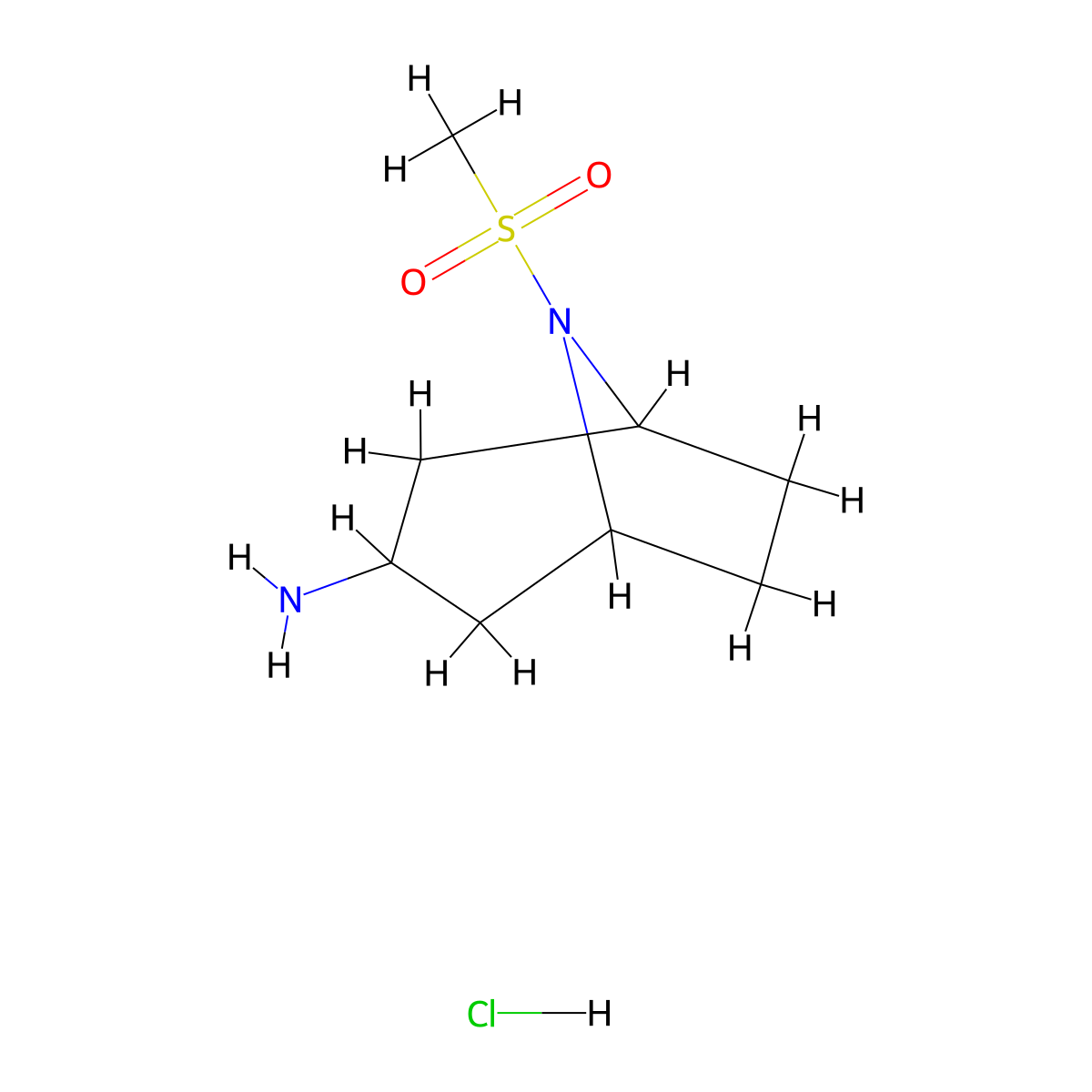 8-Methanesulfonyl-8-azabicyclo[3.2.1]octan-3-amine hydrochloride molecular structure, CAS 1334146-52-9