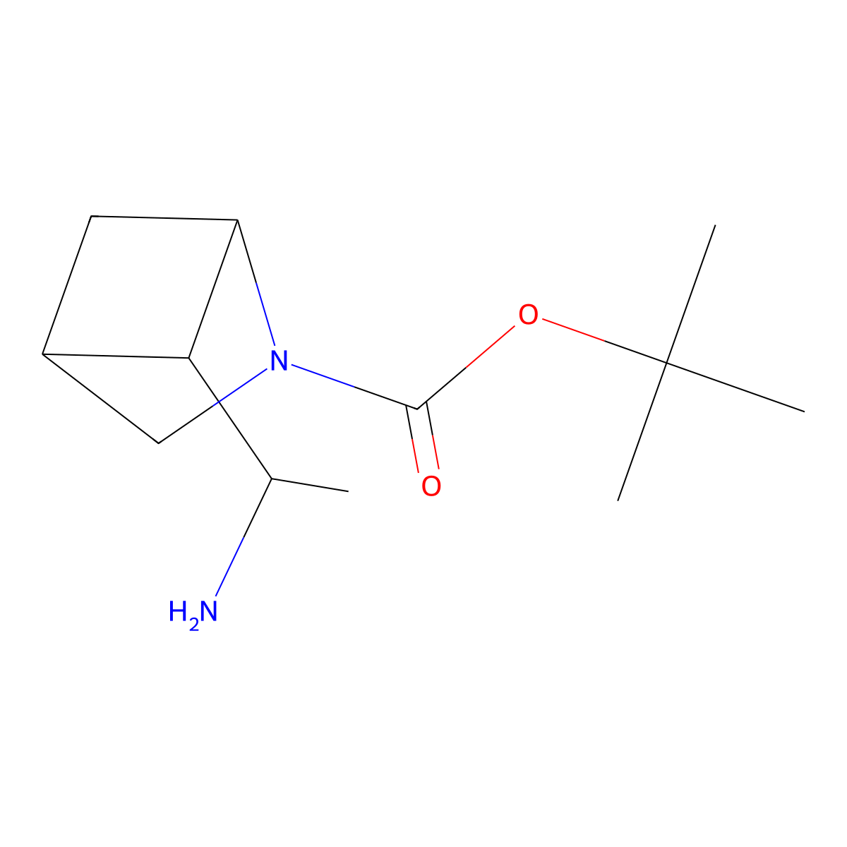 Tert-butyl 5-(1-aminoethyl)-2-azabicyclo[2.1.1]hexane-2-carboxylate molecular structure, CAS 1334146-53-0