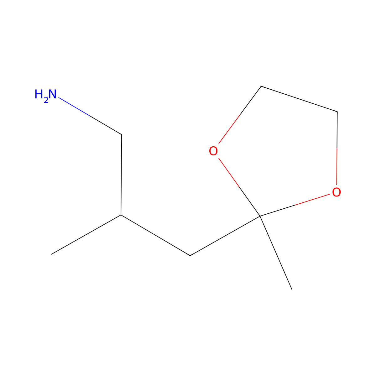 2-Methyl-3-(2-methyl-1,3-dioxolan-2-yl)propan-1-amine molecular structure, CAS 1334146-55-2
