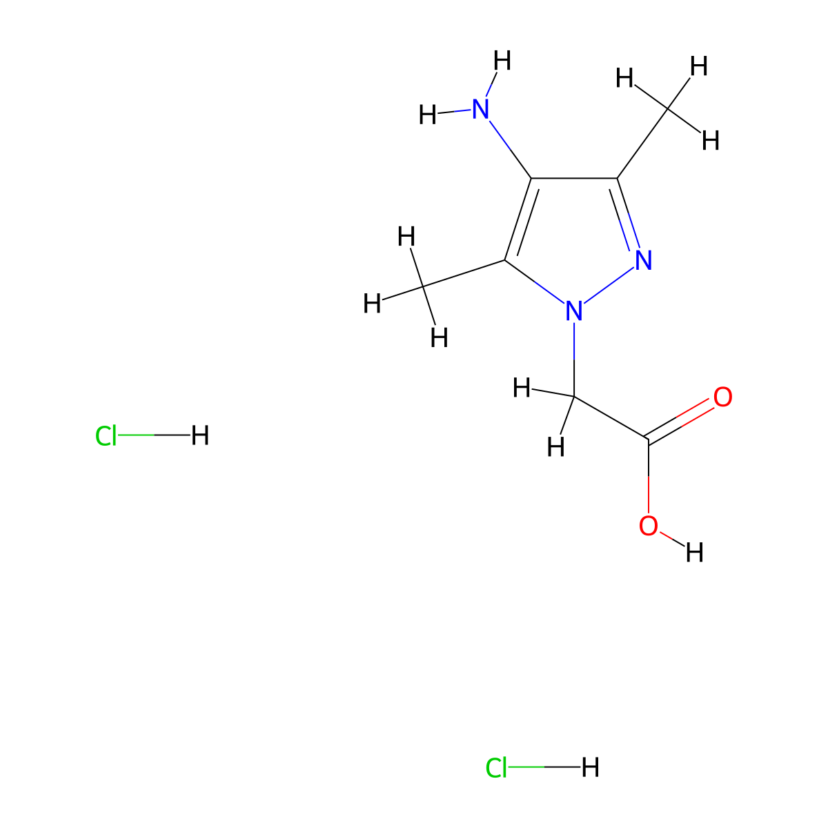 2-(4-amino-3,5-dimethyl-1H-pyrazol-1-yl)acetic acid dihydrochloride molecular structure, CAS 1334146-64-3