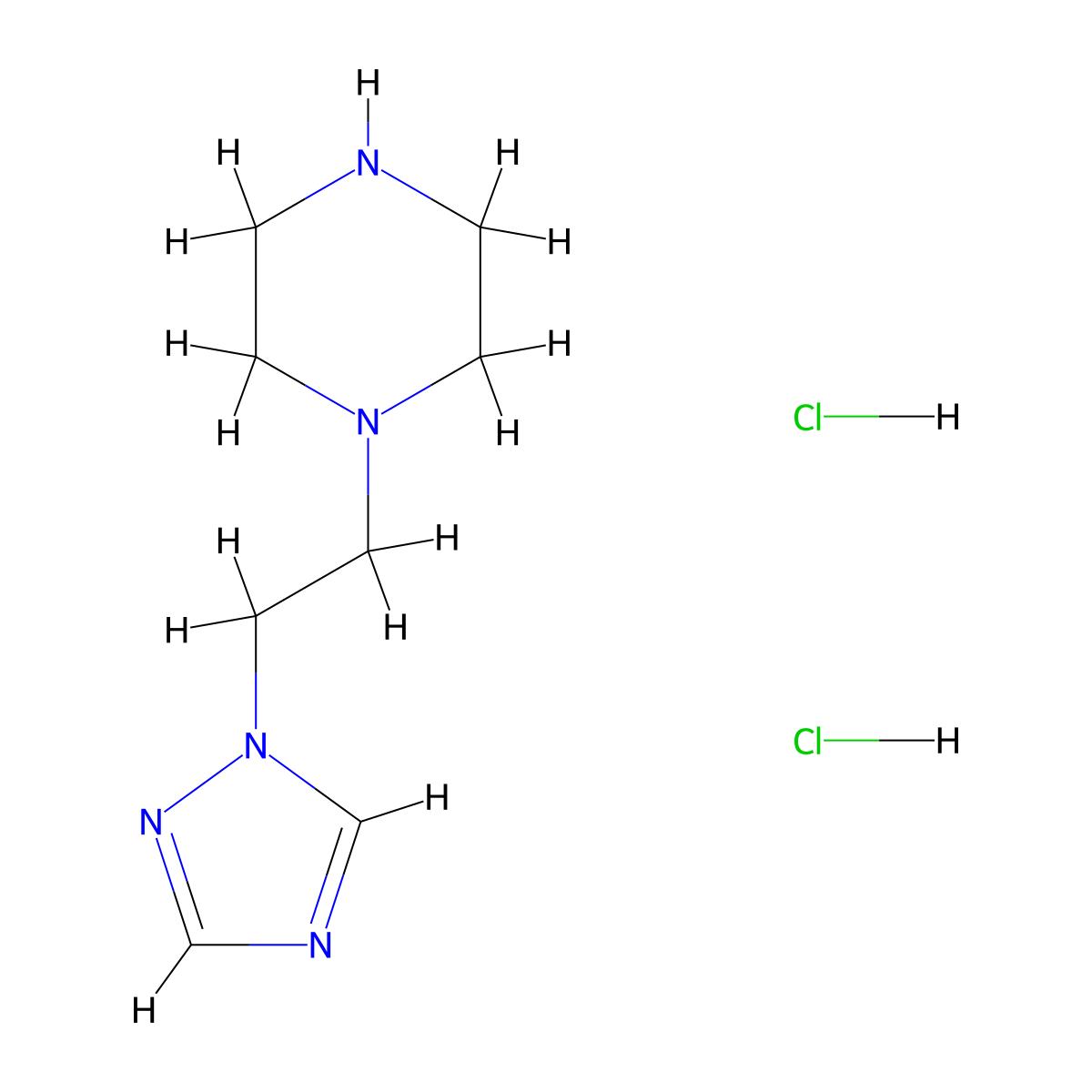 1-[2-(1H-1,2,4-triazol-1-yl)ethyl]piperazine dihydrochloride molecular structure, CAS 1334146-67-6