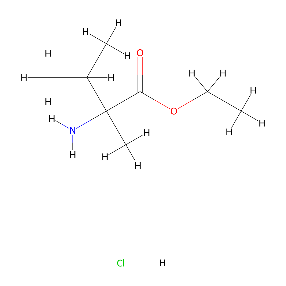 Ethyl 2-amino-2,3-dimethylbutanoate hydrochloride molecular structure, CAS 1334146-69-8