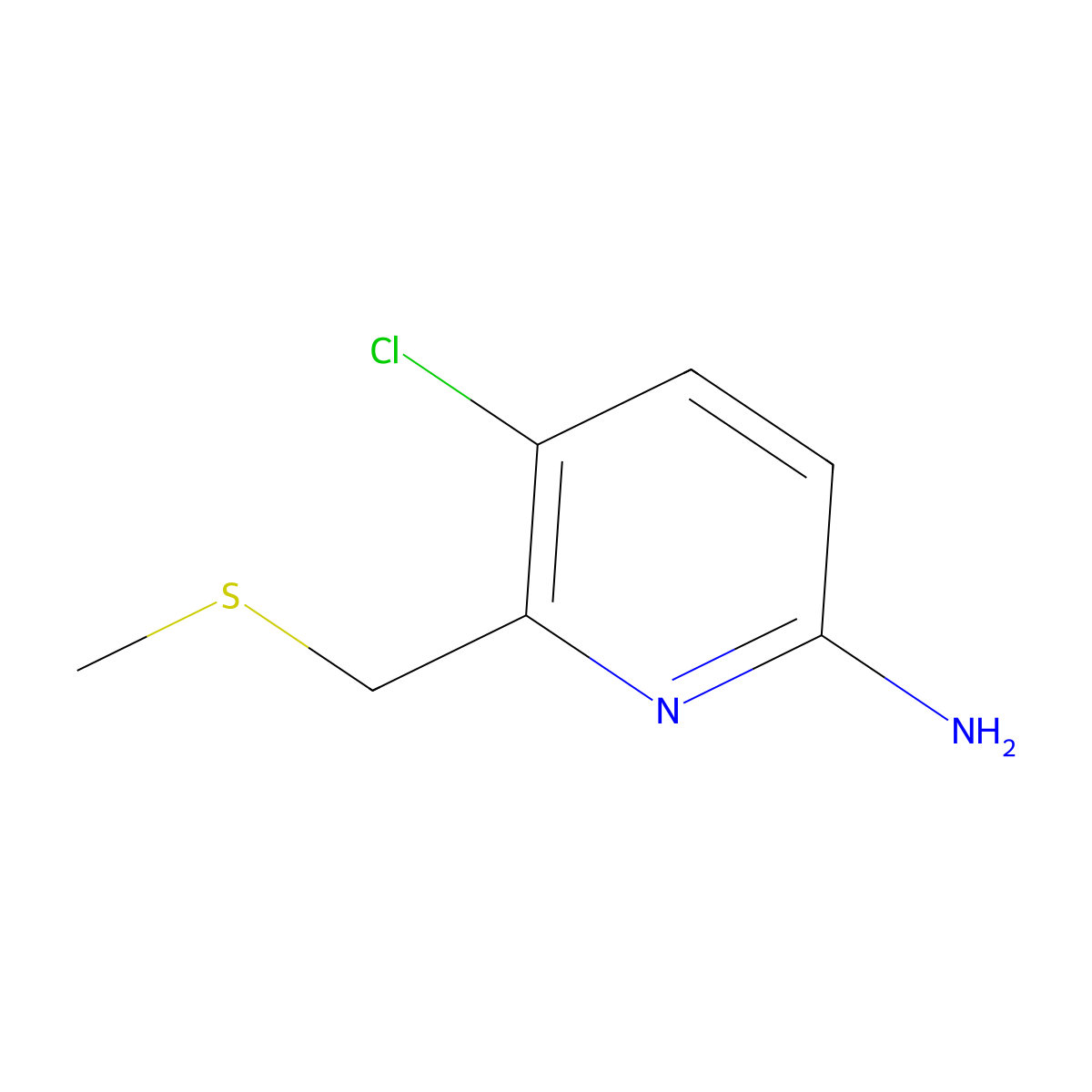 5-Chloro-6-((methylsulfanyl)methyl)pyridin-2-amine molecular structure, CAS 1334146-79-0