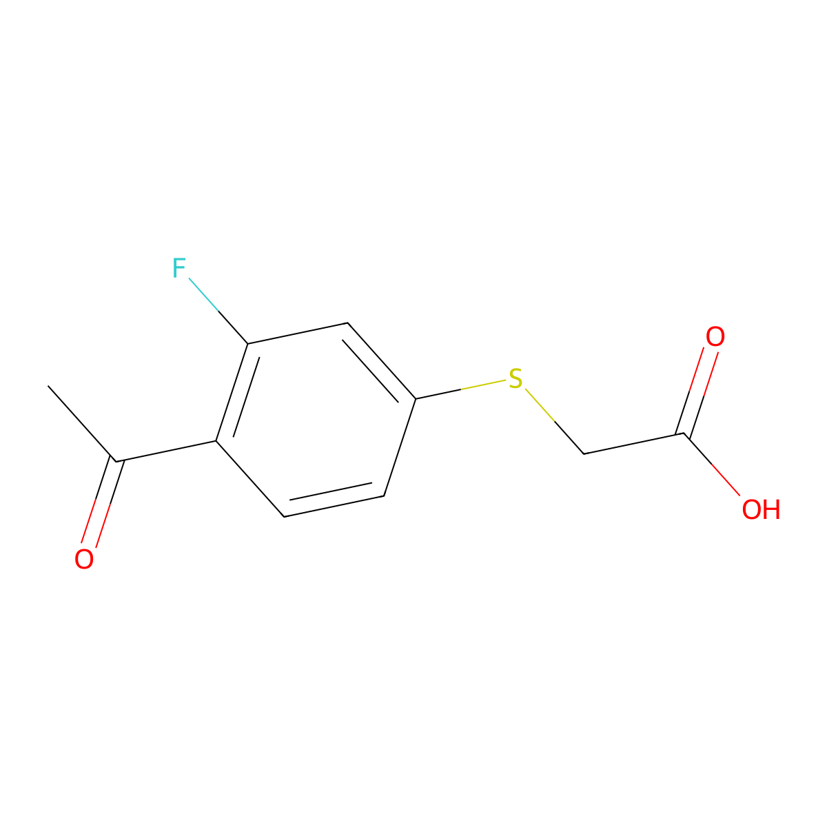 2-[(4-Acetyl-3-fluorophenyl)sulfanyl]acetic acid molecular structure, CAS 1334146-83-6