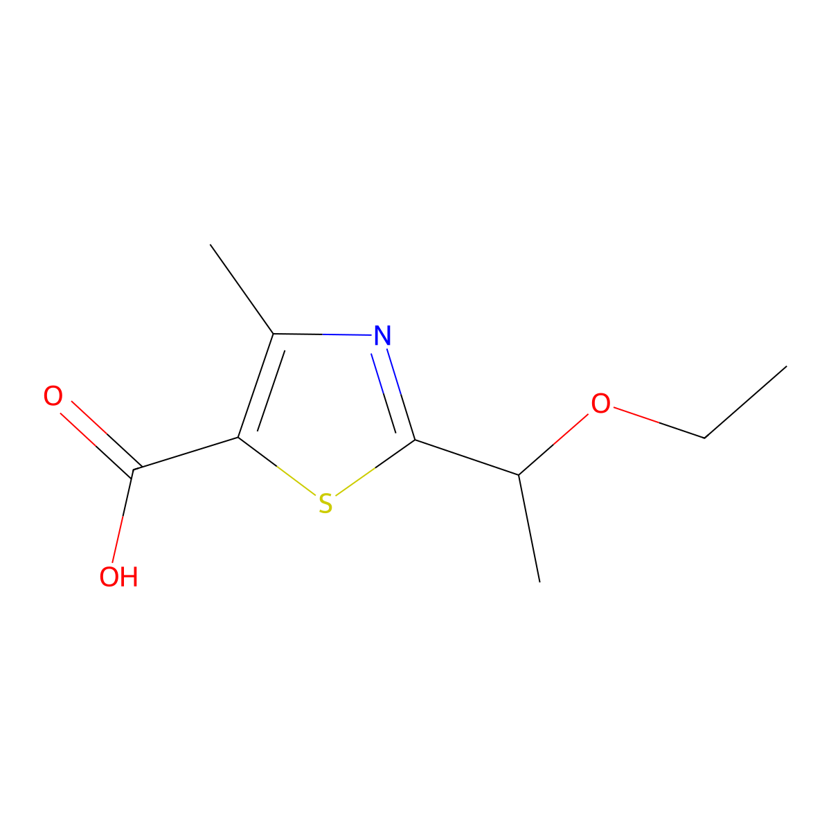 2-(1-Ethoxyethyl)-4-methyl-1,3-thiazole-5-carboxylic acid molecular structure, CAS 1334146-94-9