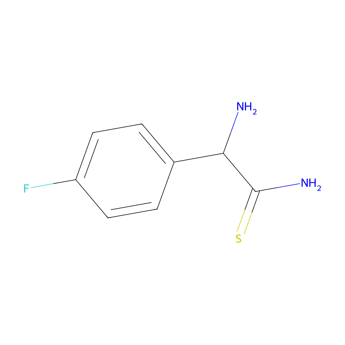 2-Amino-2-(4-fluorophenyl)ethanethioamide molecular structure, CAS 1334146-95-0