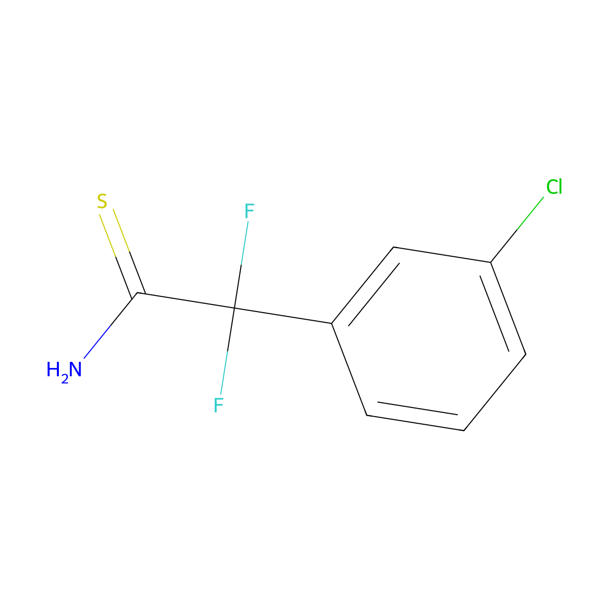 2-(3-Chlorophenyl)-2,2-difluoroethanethioamide molecular structure, CAS 1334146-97-2