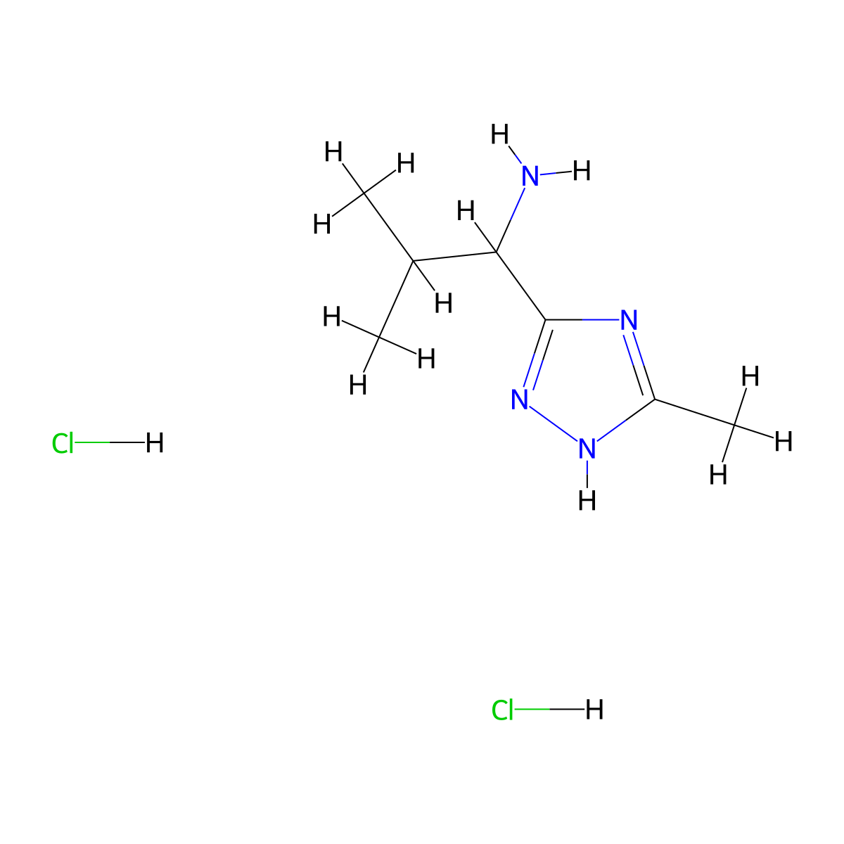 2-methyl-1-(5-methyl-4H-1,2,4-triazol-3-yl)propan-1-amine dihydrochloride molecular structure, CAS 1334146-98-3