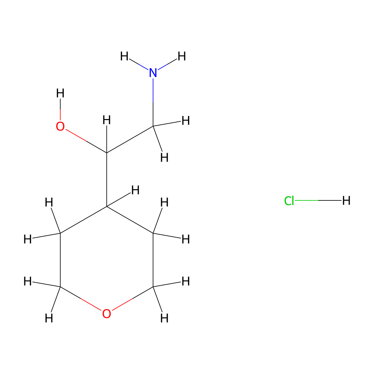 2-Amino-1-(oxan-4-yl)ethan-1-ol hydrochloride molecular structure, CAS 1334147-04-4