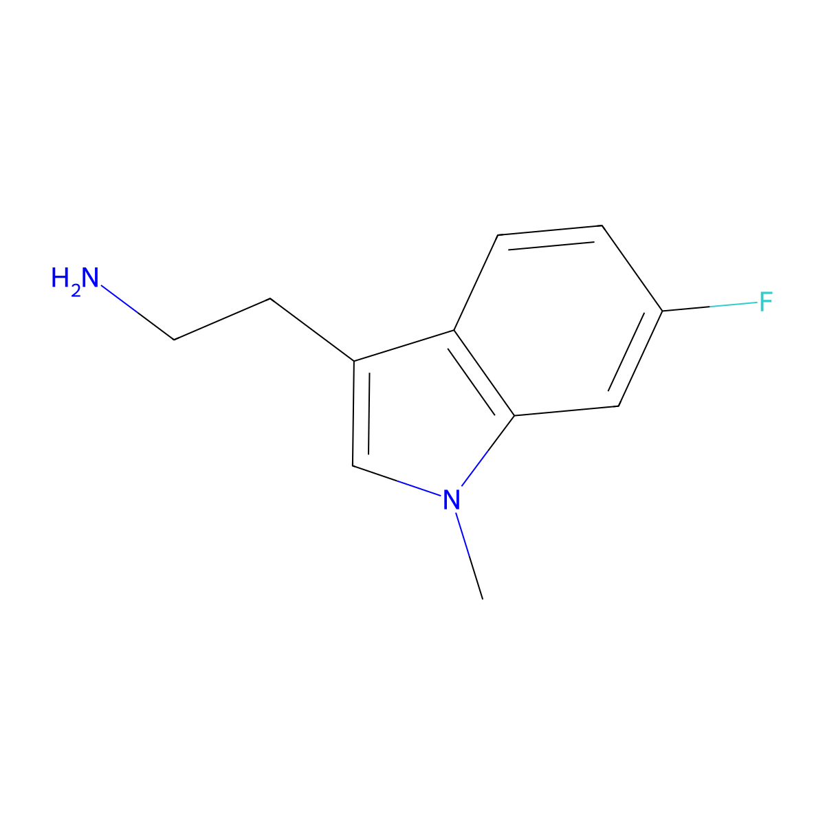 2-(6-fluoro-1-methyl-1H-indol-3-yl)ethan-1-amine molecular structure, CAS 1334147-10-2
