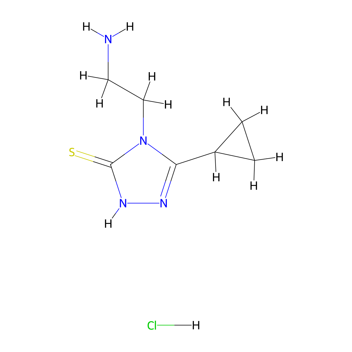 4-(2-aminoethyl)-5-cyclopropyl-4H-1,2,4-triazole-3-thiol hydrochloride molecular structure, CAS 1334147-13-5