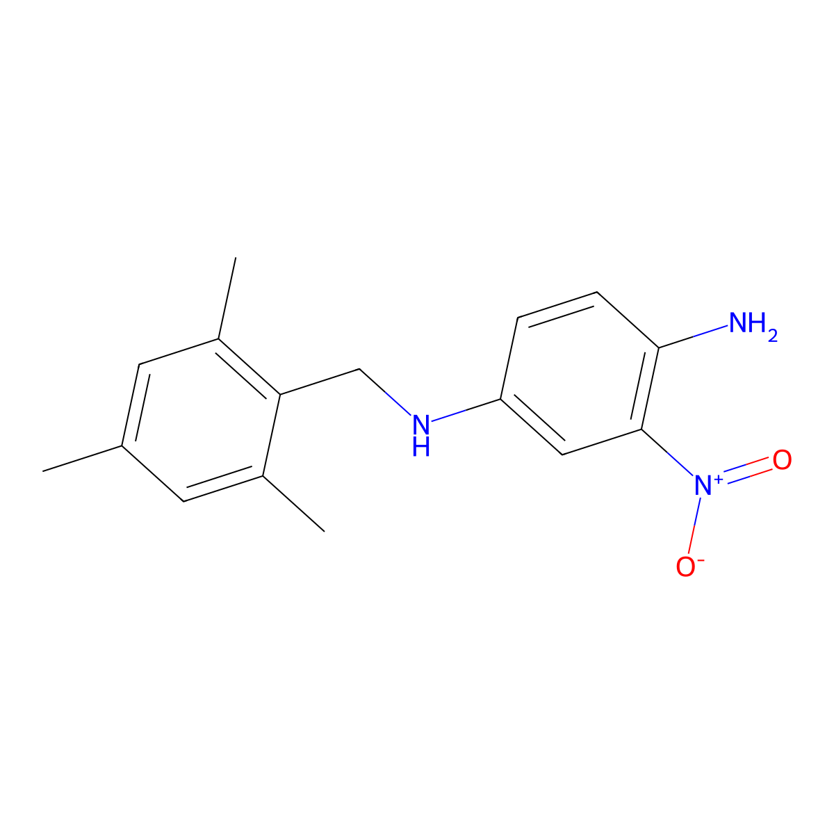 3-nitro-1-N-[(2,4,6-trimethylphenyl)methyl]benzene-1,4-diamine molecular structure, CAS 1334147-20-4