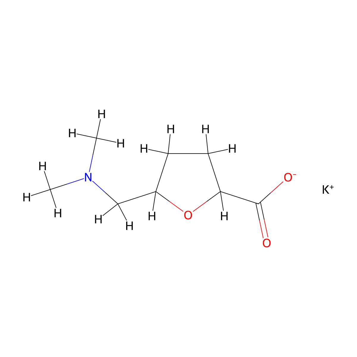 Potassium 5-[(dimethylamino)methyl]oxolane-2-carboxylate molecular structure, CAS 1334147-21-5