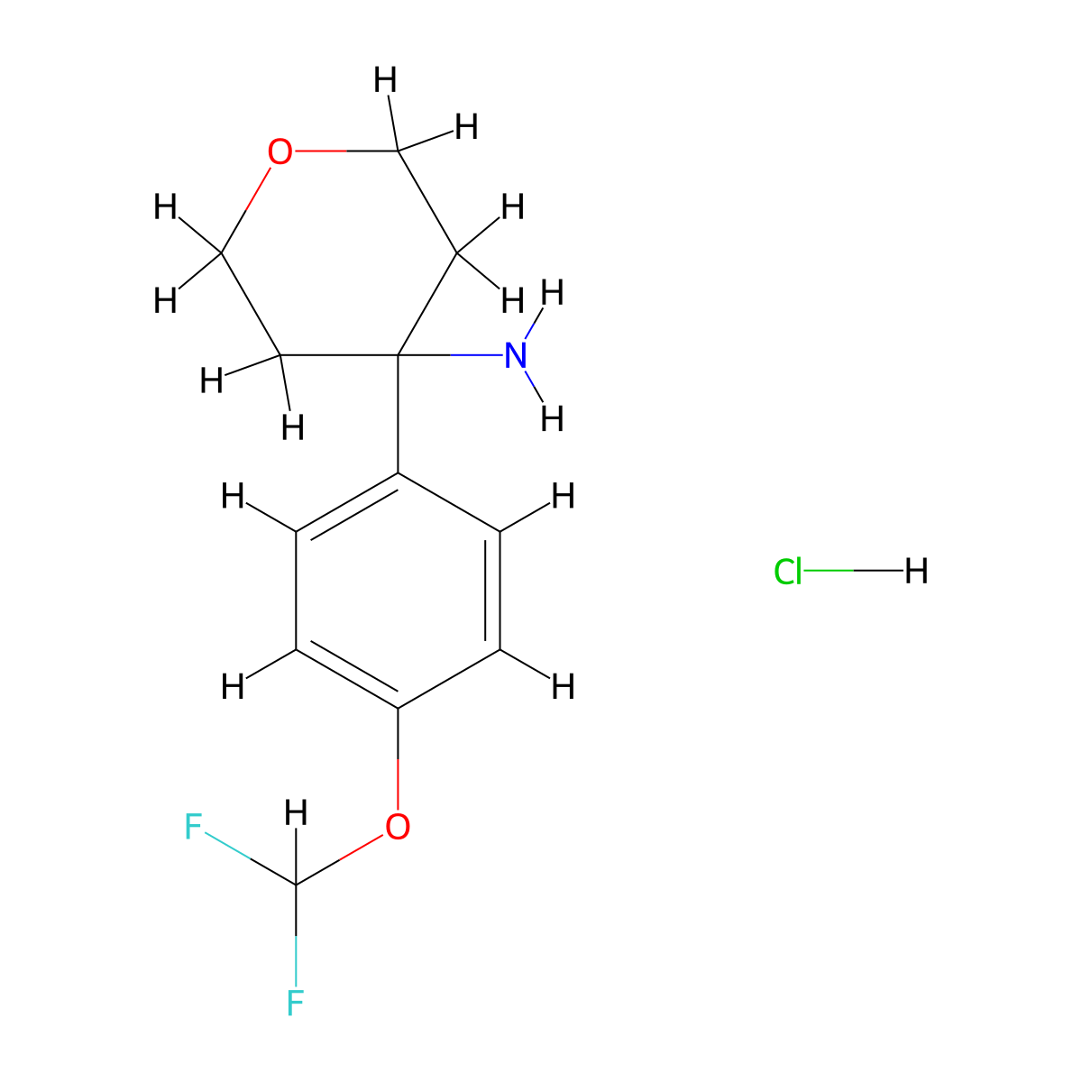 4-[4-(Difluoromethoxy)phenyl]oxan-4-amine hydrochloride molecular structure, CAS 1334147-25-9