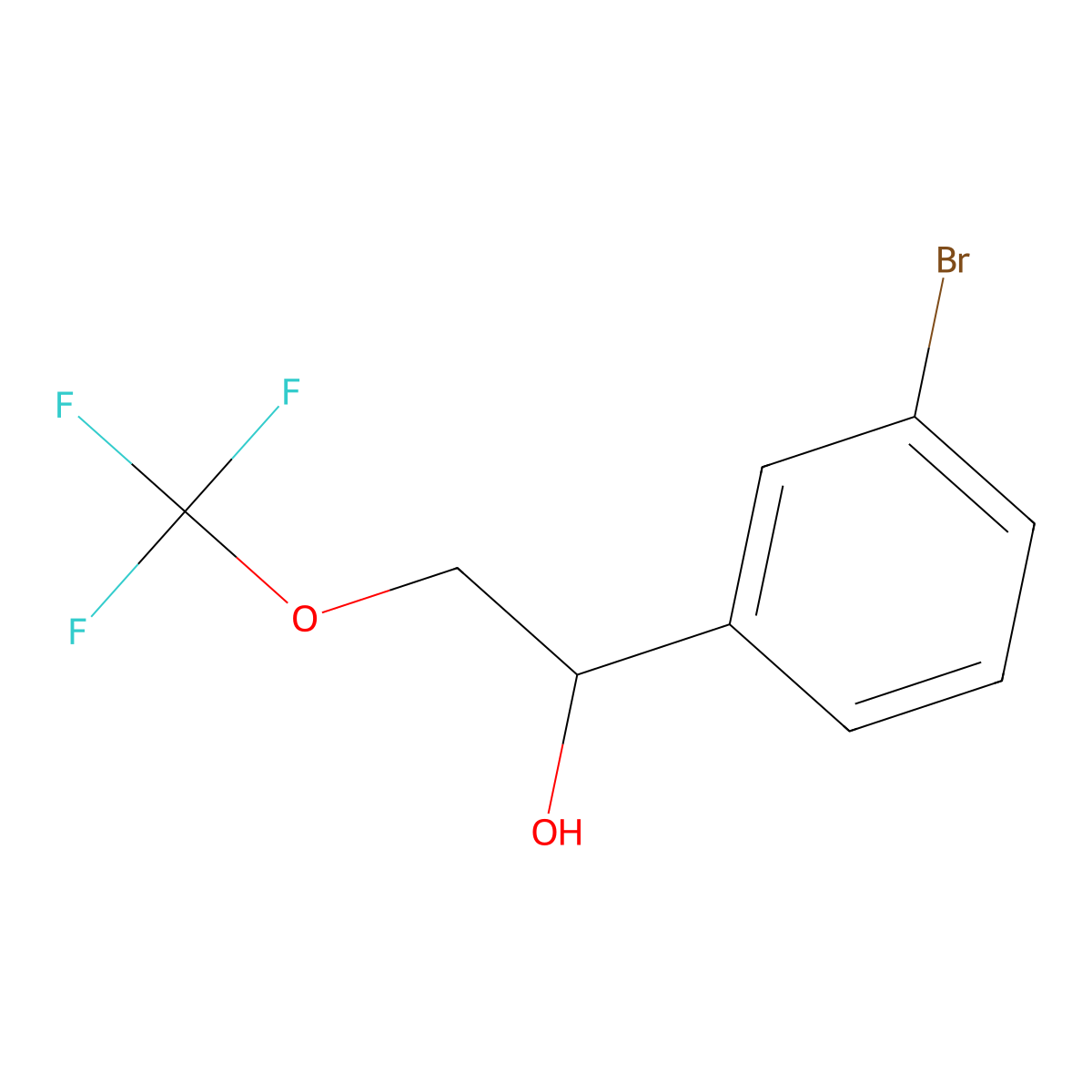 1-(3-Bromophenyl)-2-(trifluoromethoxy)ethan-1-ol molecular structure, CAS 1334147-37-3
